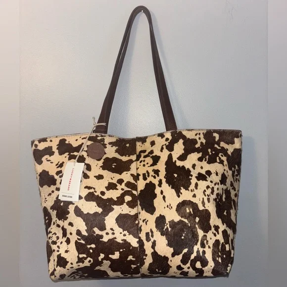 Lucky Brand Brown and Cream Cowhide Tote - Picture 1 of 14
